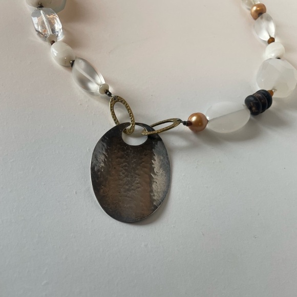 Silpada Necklace with Jade, mother of pearl, shell, and sterling silver 18” - Picture 3 of 12